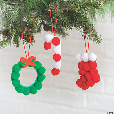 Pom-Pom Christmas Ornament Craft Kit - 50Pk